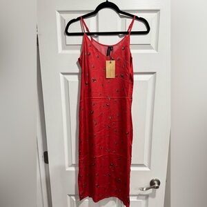 knot sisters Red Floral Maxi Slip Dress